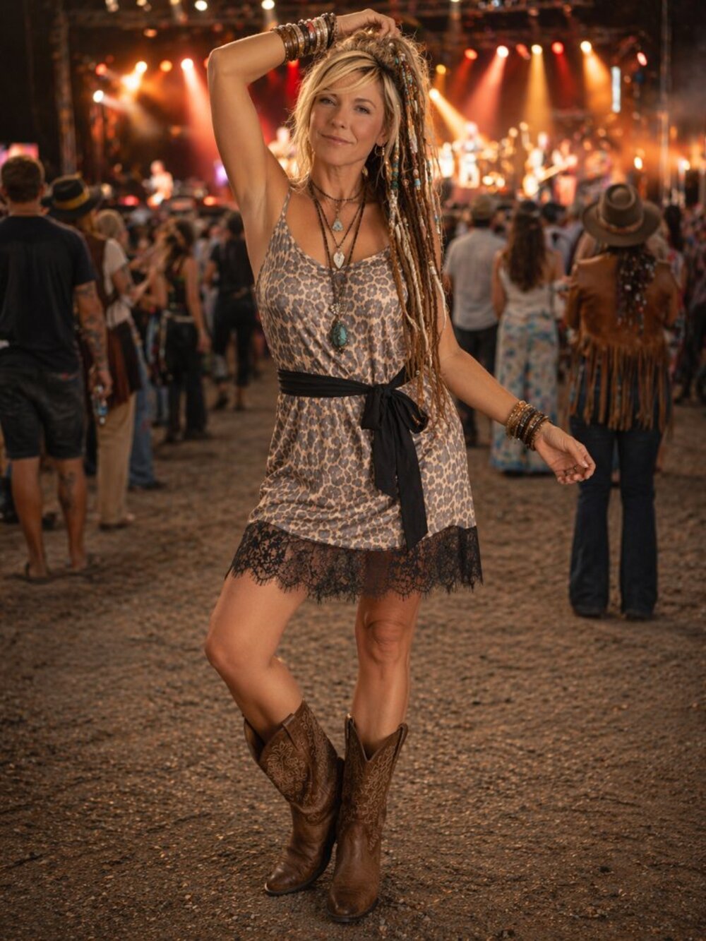 Lucky & Blessed Leopard Print Mini Dress with Black Sheer Hem - Picture 2 of 6